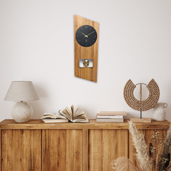 Wanduhr Holzrahmen Natuhr Funkwanduhr Schiefer Wanduhr Funk Natuhr