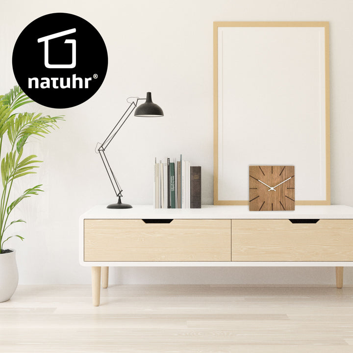 Natuhr Tischuhr Beam kleine Holz Wanduhr Funk-Uhrwerk aus Eiche
