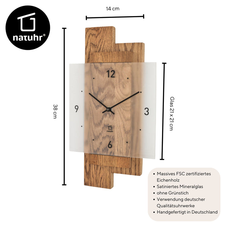 Deko Wohnzimmer Natuhr Schiefer Wanduhr Eiche Geölt Funk