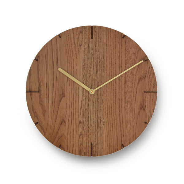 Natuhr Wanduhr Solide - große runde Holzuhr aus Eiche dunkel Massivholz - Quarz- oder Funk-Uhrwerk
