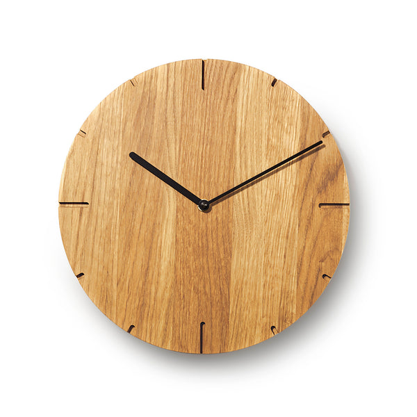 Natuhr Wanduhr Solide - große runde Holzuhr aus Eiche geölt Massivholz - Quarz- oder Funk-Uhrwerk