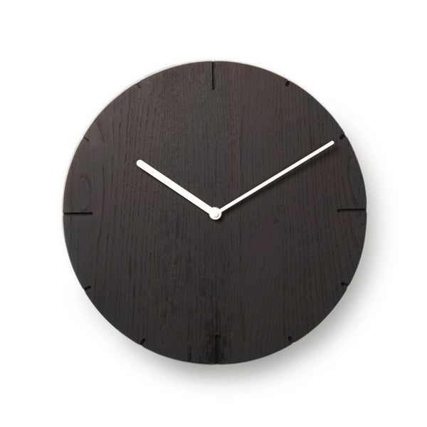 Natuhr Wanduhr Solide - große runde Holzuhr aus Eiche schwarz Massivholz - Quarz-Uhrwerk