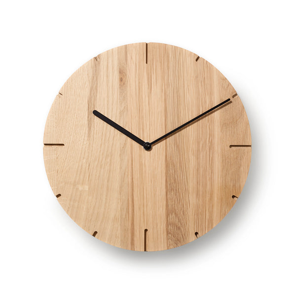 Natuhr Wanduhr Solide - große runde Holzuhr aus Eiche unbehandelt Massivholz - Quarz- oder Funk-Uhrwerk