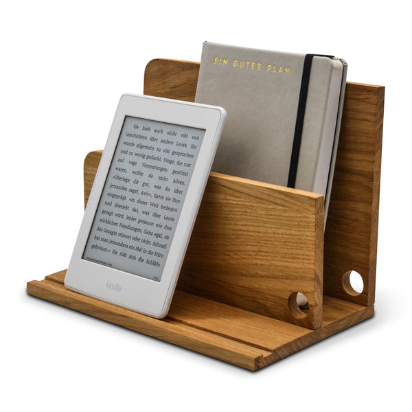 Handy Ladestation Maestro - Organizer aus Eiche Holz Natuhr für Tablets Smartphones Bücher Briefe